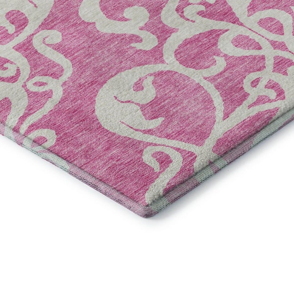 Mayfield Premium Machine Washable Abstract AMF973 Blush 2 ft. 3 in. x 7 ft. 6 in. Runner Rug