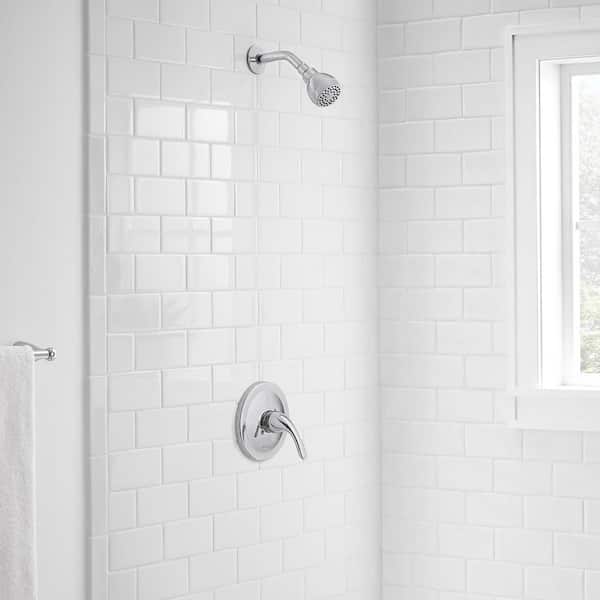 Builders Single Handle 1-Spray Pressure Balance Shower Faucet 1.8 GPM Ceramic Disc Valves, Integral stops in Chrome