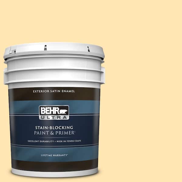 BEHR ULTRA 5 gal. #P260-3 Vanilla Ice Cream Satin Enamel Exterior Paint & Primer
