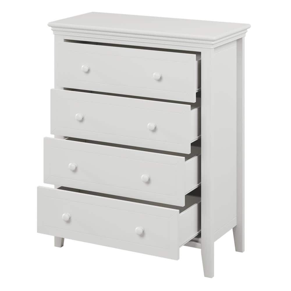 35.8 in. W x 16.9 in. D x 43.5 in. H White Wood Linen Cabinet with 4-Drawer Chest