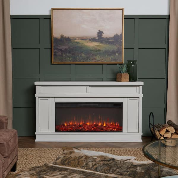 Torrey 60 in. Freestanding Electric Fireplace in Bone White