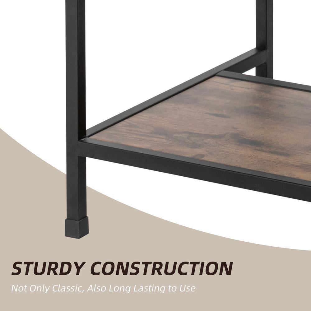 24" Rustic Brown MDF Freestanding Vanity with White Ceramic Sink