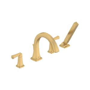 Townsend 2-Handle Deck-Mount Roman Tub Faucet for Flash Rough-In Valves with Hand Shower in Brushed Cool Sunrise