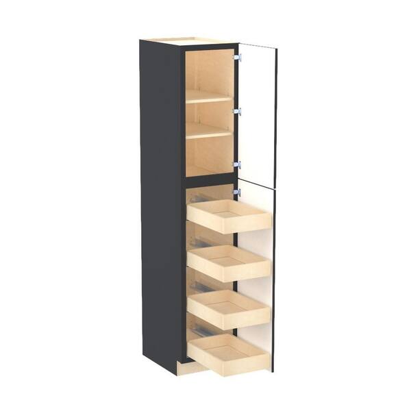 Franklin 18 in. W x 24 in. D x 90 in. H Assembled Plywood Pantry Kitchen Cabinet in Valiant Onyx with 4ROT Soft Close