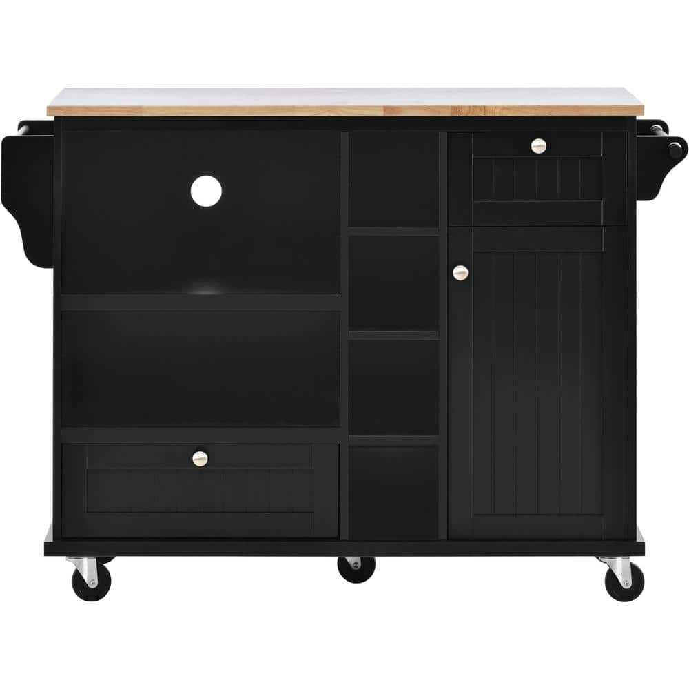 ANGELES HOME 50 4/5 in. Kitchen Island Cart with Microwave Storage ...