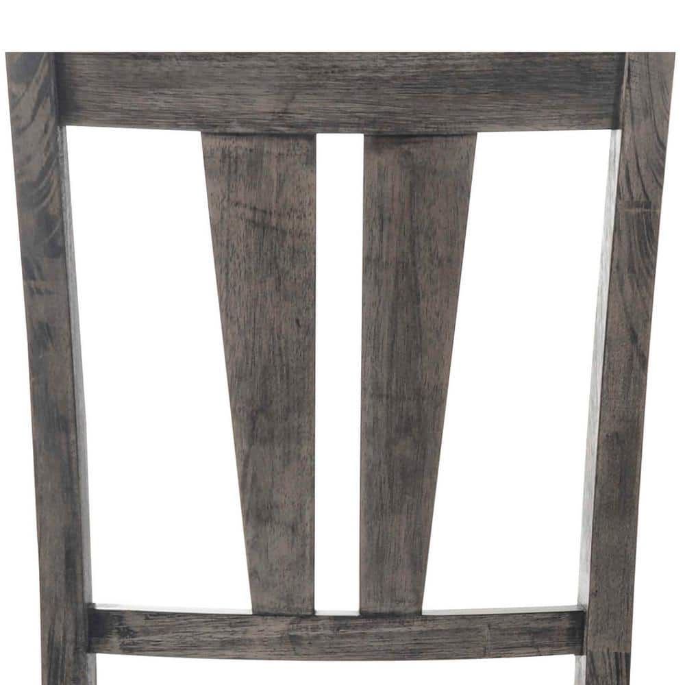 Grayson Rustic Farmhouse 7PC Dining Set with Gray Oak Finish and Black Faux Leather Chairs