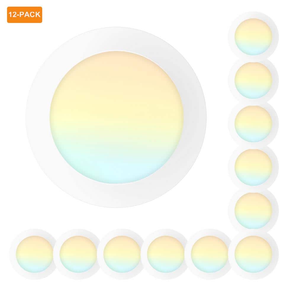 6.3 in. White Dimmable Integrated LED Flush Mount Disk Light Trim Adjustable CCT 2700/3000/3500/4000/5000K (12-Pack) price history on PriceWatchPro