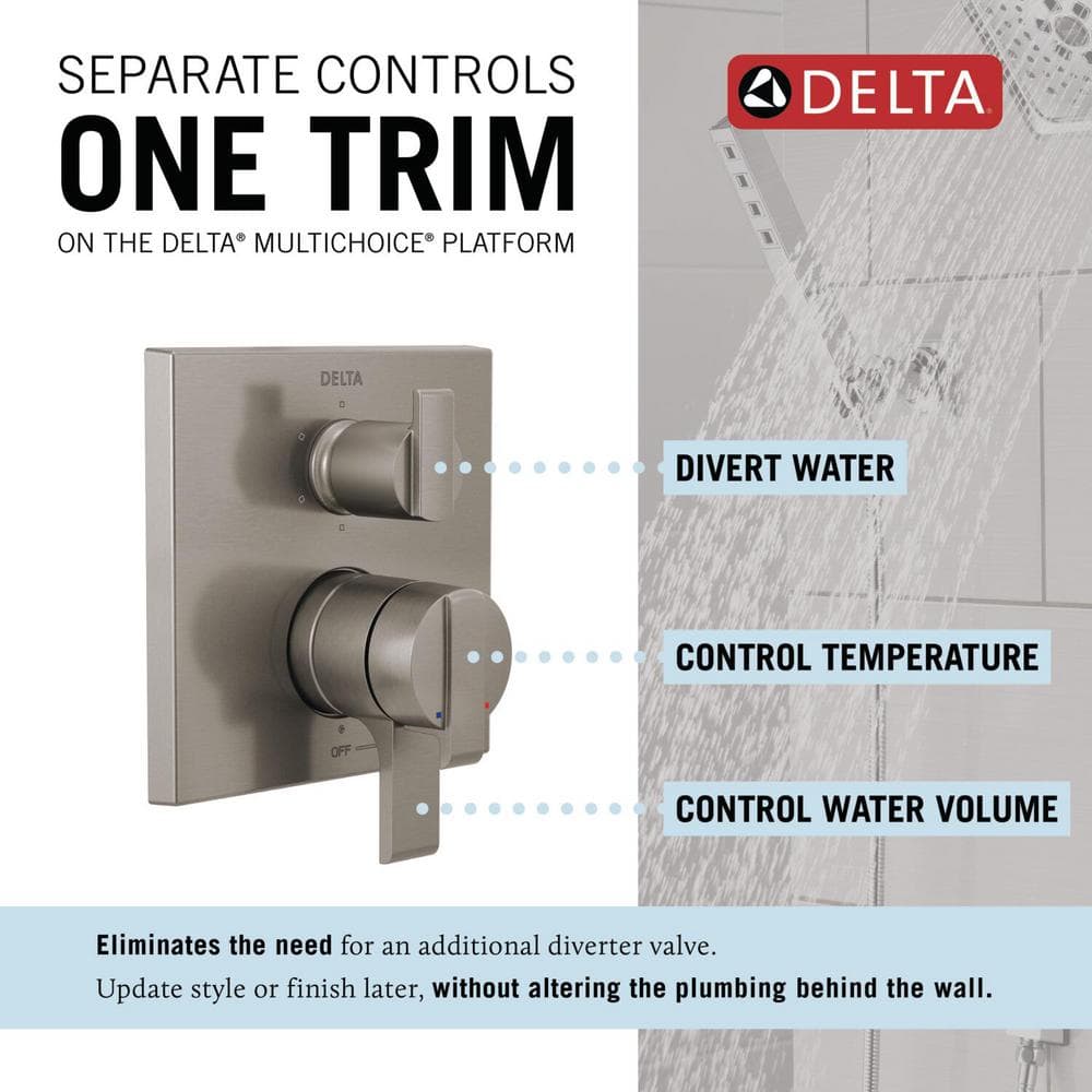 Modern Stainless Steel Wall-Mounted Shower Trim Kit with Lever Handle