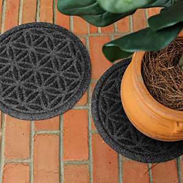 "Waterhog Flower of Life Charcoal 17 in. x 17 in. Polyester Rubber Indoor/Outdoor Plant Trivet Floor Mat (Set of 2)"