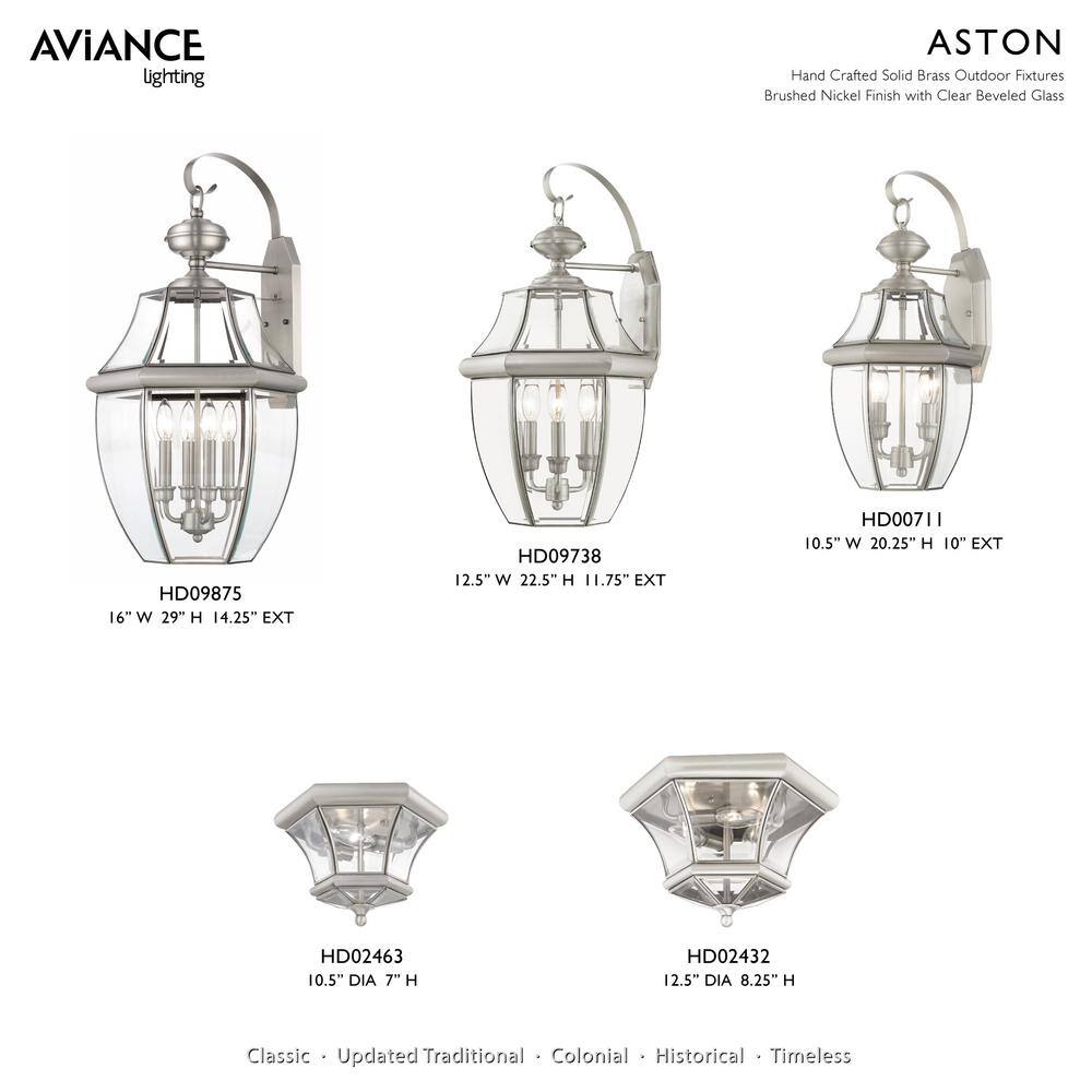 Monterey Brushed Nickel 3-Light Outdoor Post Lantern with Clear Beveled Glass