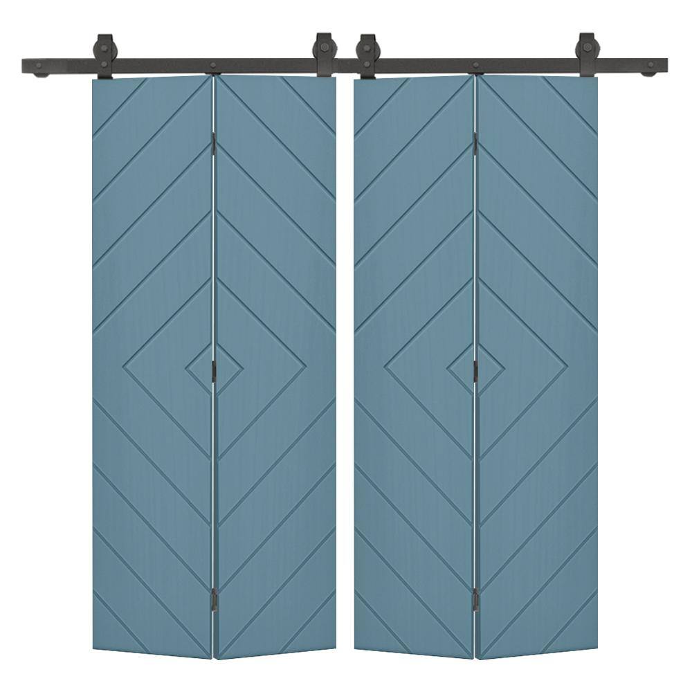 Diamond 72 in. x 84 in. Dignity Blue Painted Composite Hollow Core Bi-Fold Double Barn Door with Sliding Hardware Kit price history on PriceWatchPro