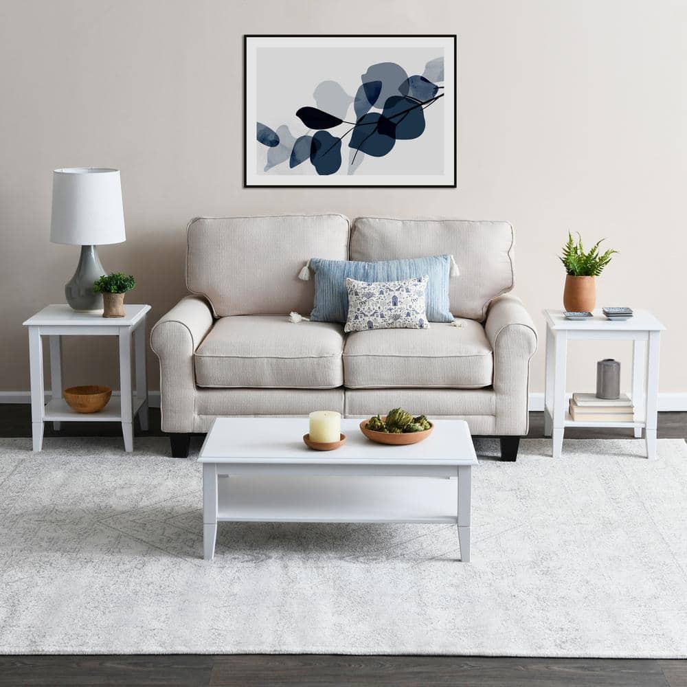 White Pine Wood Rectangular Coffee Table with Storage