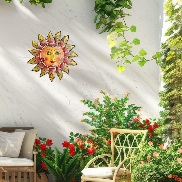 Cubilan 13 in. x 13 in. Metal Sun Flower Wall Decor Sculpture for