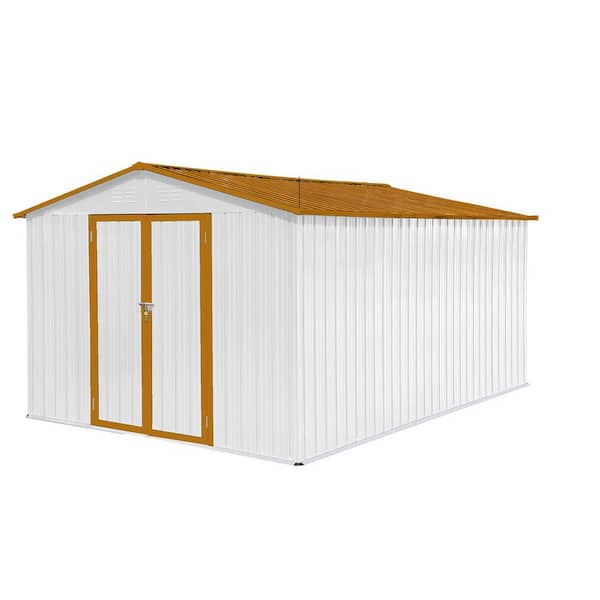 10 ft. W x 12 ft. D White and Yellow Metal Shed (120 sq. ft. )
