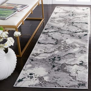 Craft Gray/Green 2 ft. x 10 ft. Marbled Abstract Runner Rug