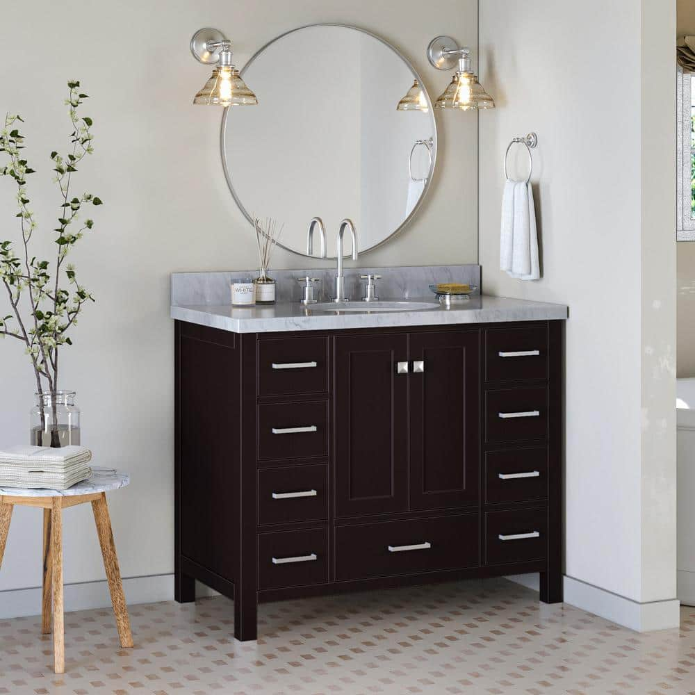 ARIEL Cambridge 43 in. W x 22 in. D x 36 in. H Bath Vanity in Espresso ...