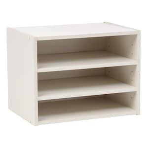 12 in. White Faux Wood 3-shelf Standard Bookcase with Adjustable Shelves