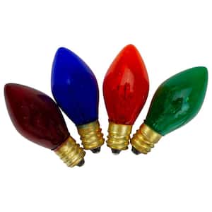 C7 Multi-Colored Transparent Christmas Replacement Bulbs (Pack of 4)