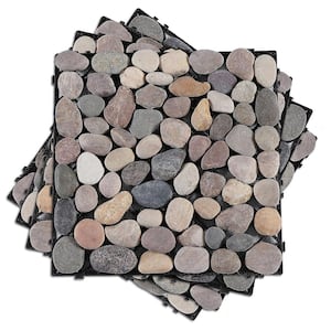 12 in. x 12 in. Natural Real Stone Mixed Color Quick Composite Interlocking Floor Deck Tiles (4-Piece, 4 sq. ft.)