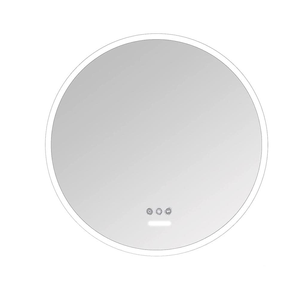 26 in. W x 26 in. H Round Mirror Frameless Wall Mount LED Anti-Fog Switch T