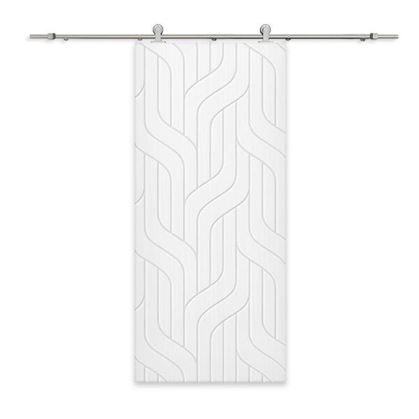 CALHOME 36 in. x 80 in. White Painted Composite MDF Paneled Interior Sliding Barn Door with Hardware Kit