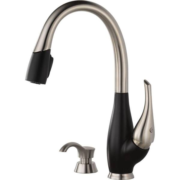 Delta Fuse Single-Handle Pull-Down Sprayer Kitchen Faucet in Stainless and Cracked Pepper with Soap Dispenser-DISCONTINUED