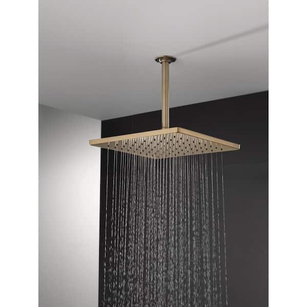 Gold 1-Spray Patterns 2.5 GPM 11.75 in. Wall Mount Fixed Shower Head in Lumicoat Champagne Bronze