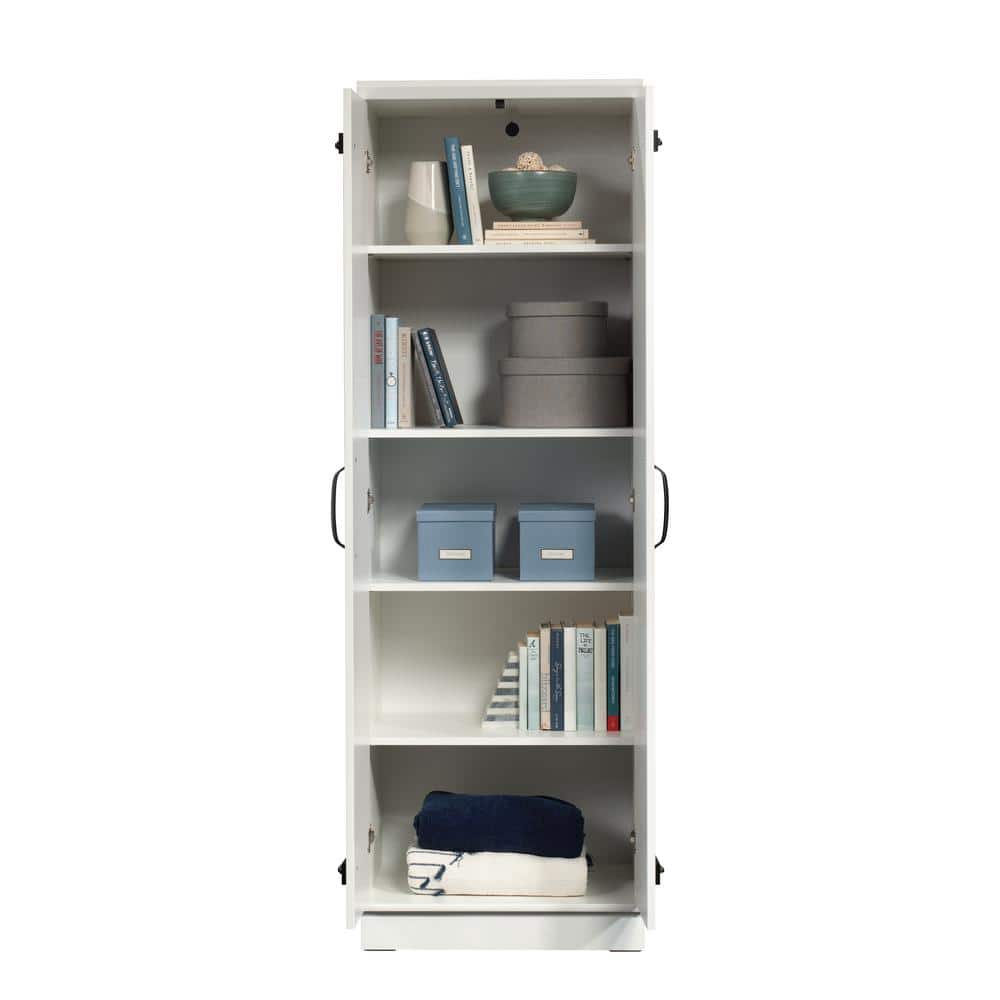 Soft White Tall Kitchen Pantry Cabinet with Adjustable Shelves