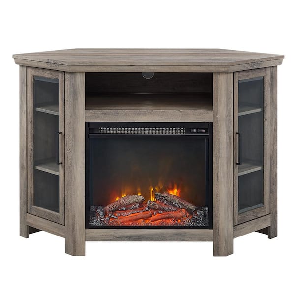 Walker edison corner tv deals stand with fireplace