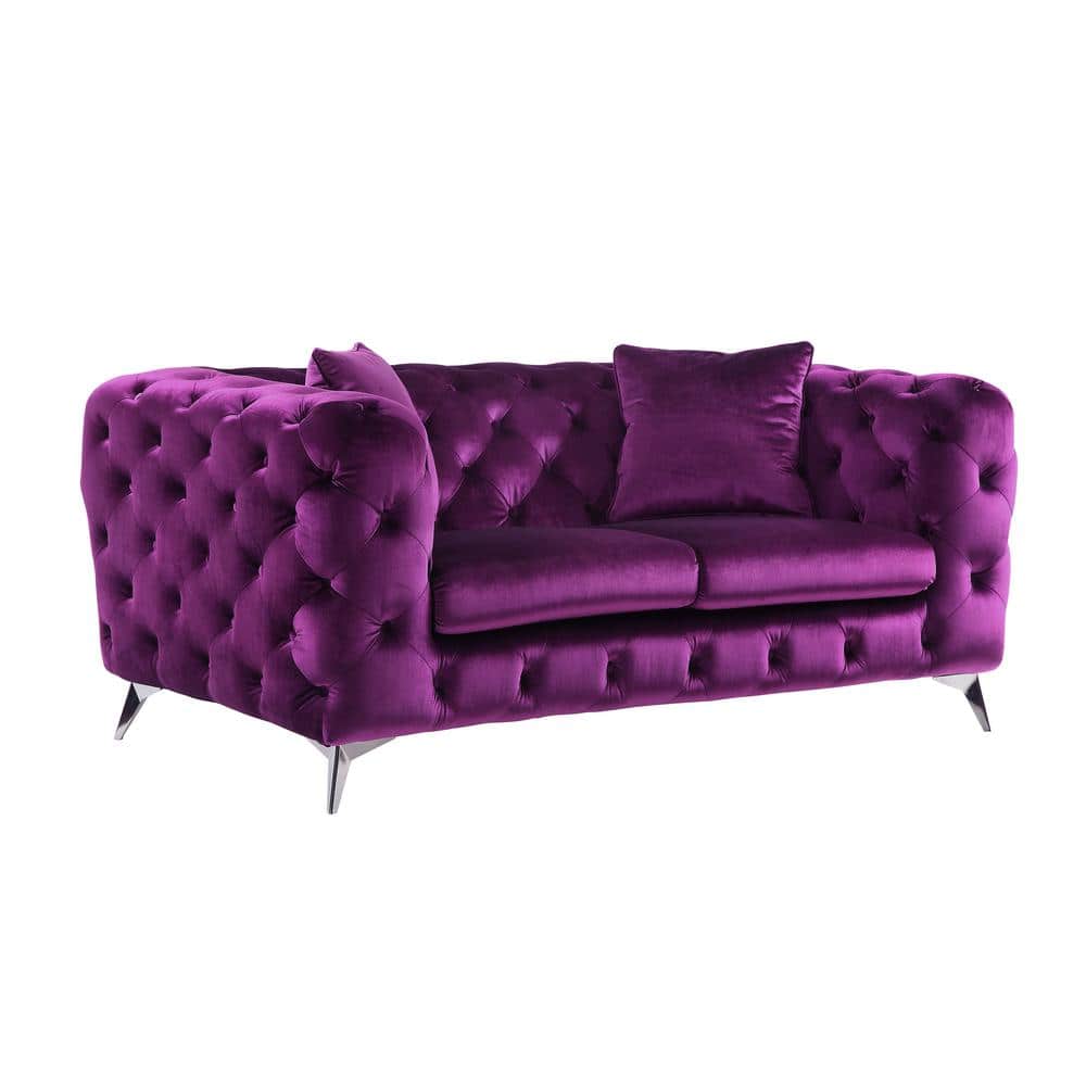 Atronia 71" Purple Velvet Tufted Loveseat with Wood Frame