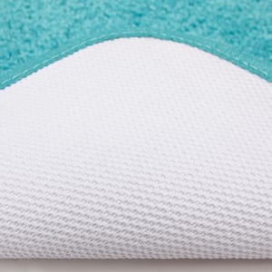 Pure Perfection Turquoise 17 in. x 24 in. Nylon Machine Washable Bath Mat