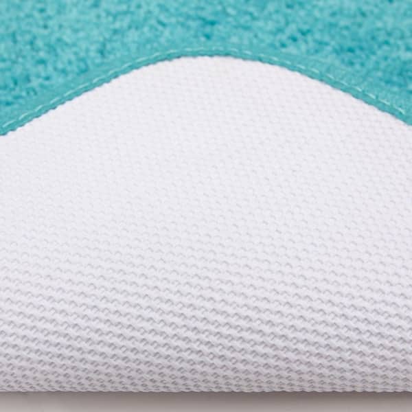 Pure Perfection Turquoise 17 in. x 24 in. Nylon Machine Washable Bath Mat