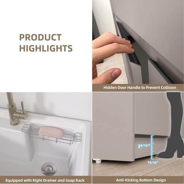 Getpro 30 in. x 22 in. x 36 in. Freestanding Laundry Sink with