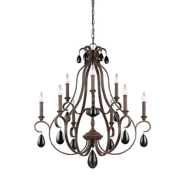 Generation Lighting DeWitt 9-Light Weathered Iron Multi-Tier Chandelier Shade
