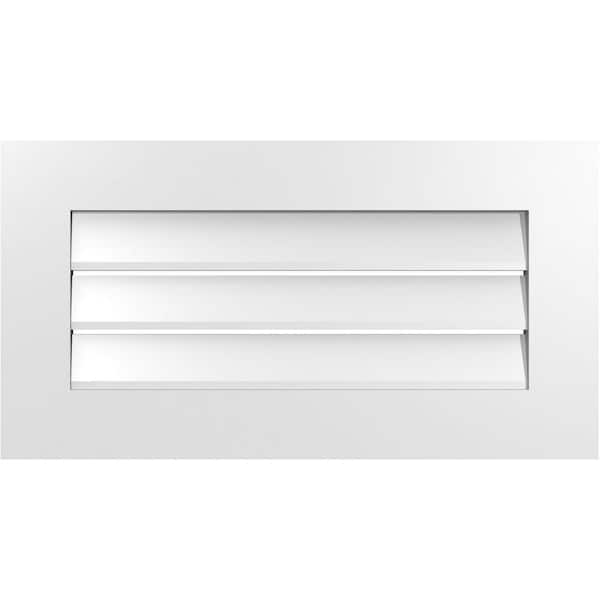 Ekena Millwork 30 in. x 16 in. Vertical Surface Mount PVC Gable Vent: Functional with Standard Frame