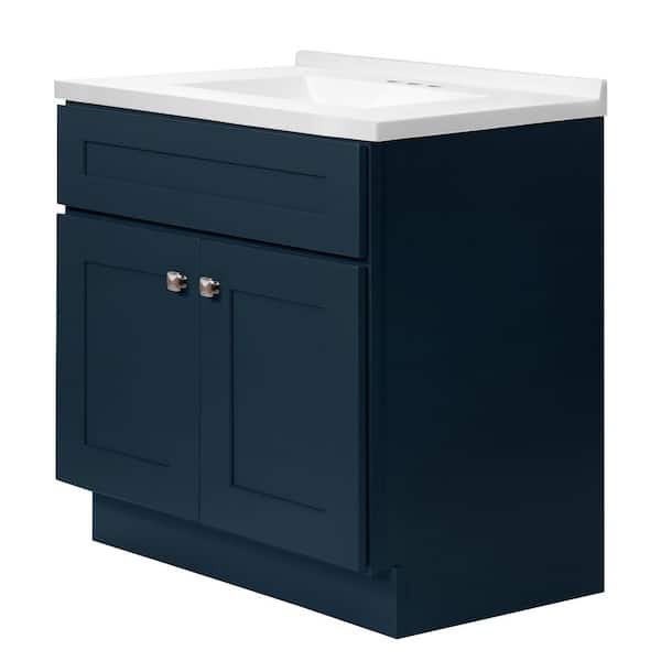 Brookings 31 in. W 1 Sink Bath Vanity in Dark Night with Modern White Cultured Marble Top Assembled