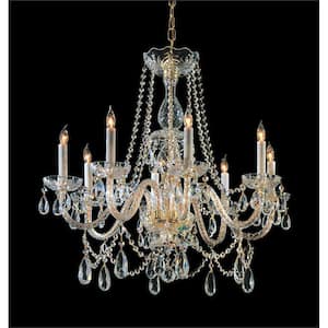 Traditional Crystal 8-Light Polished Brass Chandelier