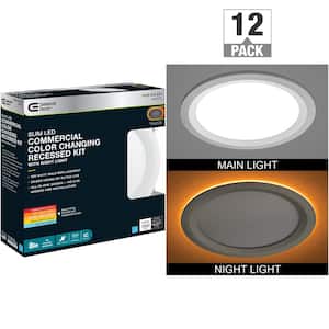 8 in. LED Flush Mount Ceiling Light with Night Light Feature 1800 Lumens Color Selectable (12-Pack)