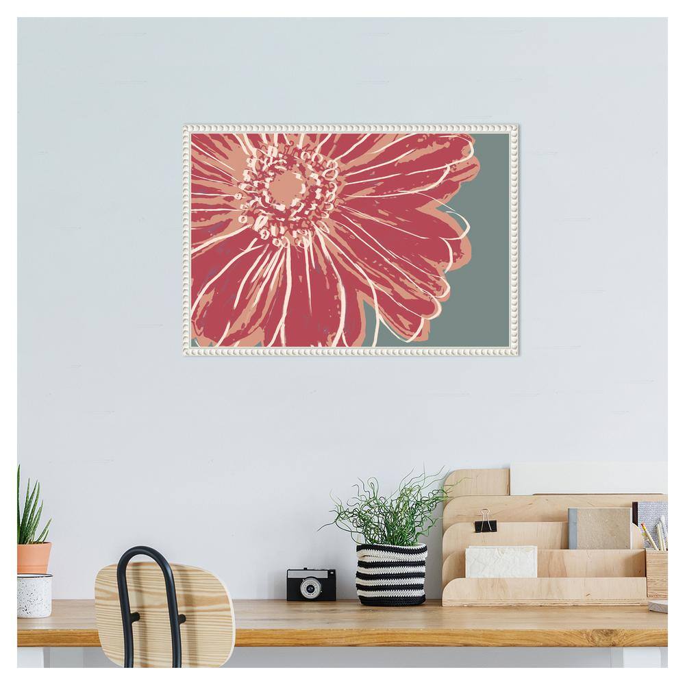 Flower Pop Sketch IV Red Canvas Print with White Floater Frame