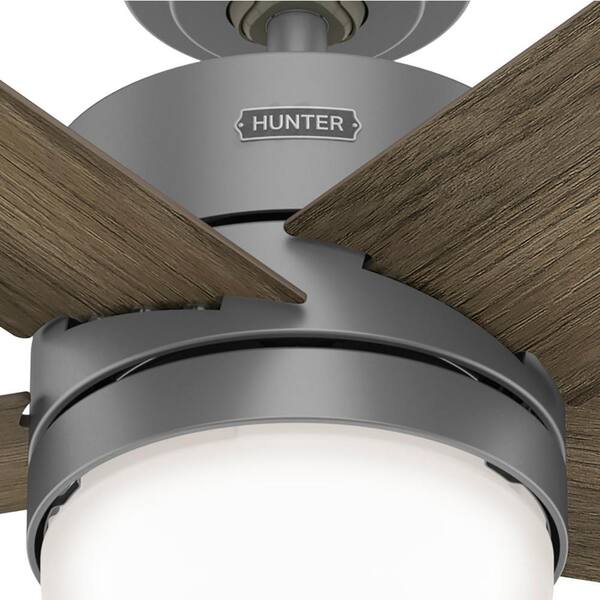Hunter Interface 52 in. Indoor Matte Silver Ceiling Fan with Light 