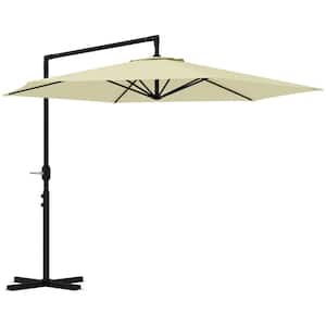 9.5 ft. Cantilever Heavy Duty Patio Umbrella with Crank, Cross Base and Air Vent, Round Hanging Offset Umbrella