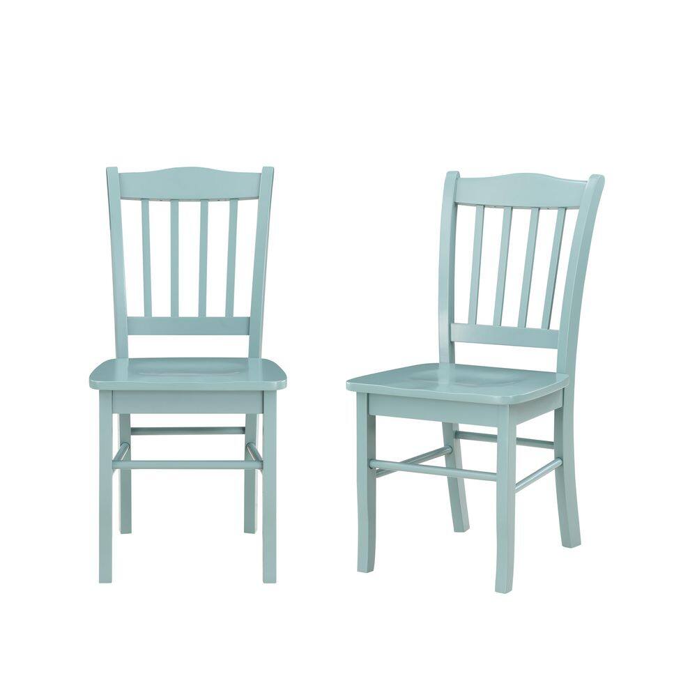 High Back Blue Upholstered Wood Side Chair