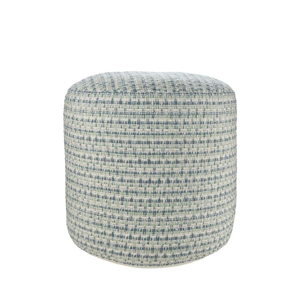 Interwoven Coastal Delight Blue / Green 20 in. Indoor Outdoor Pouf