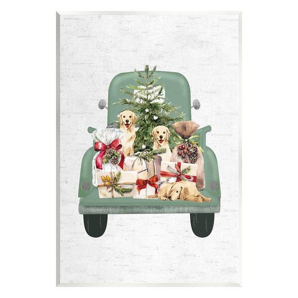 Stupell Industries Holiday Gift Truck by Lettered and Lined 1-Piece Unframed Graphic Print Travel Poster Art Print 19 in. x 13 in.