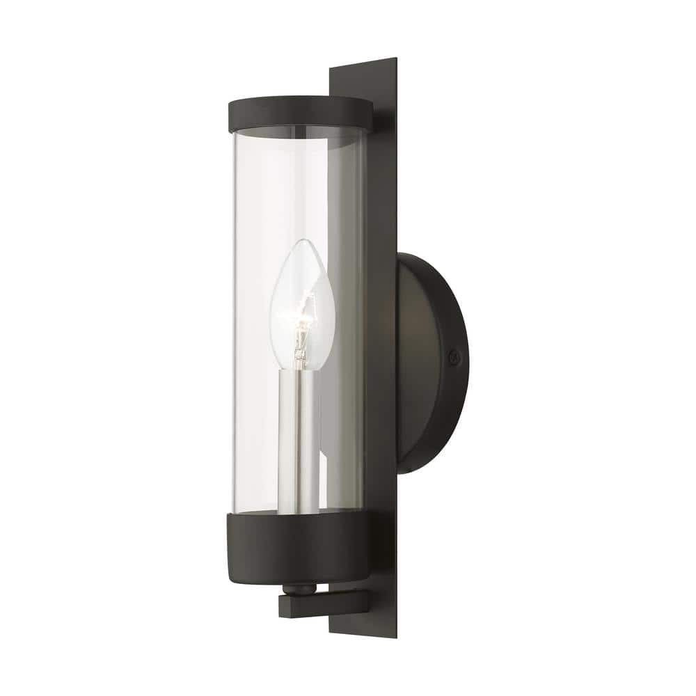 Sleek Modern Black and Brushed Nickel Dimmable Wall Sconce