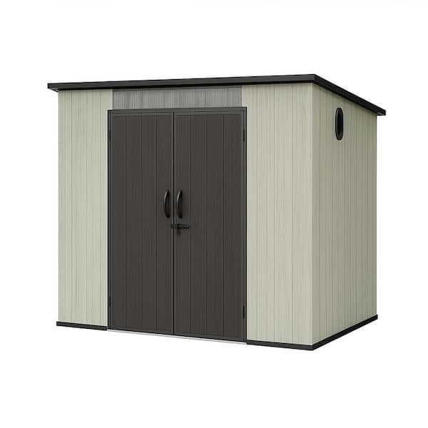 6.2 ft. W x 7.8 ft. D Resin Outdoor Storage W/Louvered Vent,Lockable Doors Sloping Roof for Backyard, Gray(48.36 sq.ft.)