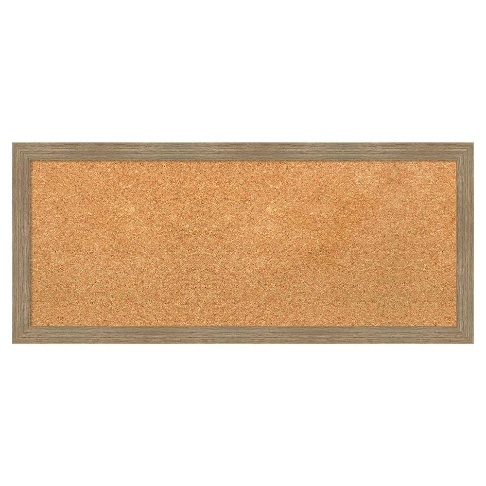 Amanti Art Woodgrain Stripe Mocha Wood Framed Natural Corkboard 32 in ...