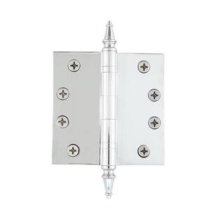 4 in. Steeple Tip Heavy Duty Hinge with Square Corners in Bright Chrome