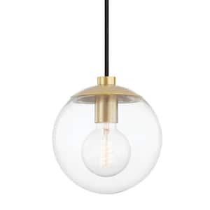 Meadow 1-light Aged Brass Pendant with Clear Glass Shade