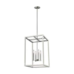 Moffet Street 4-Light Brushed Nickel Hall-Foyer Pendant with Dimmable Candelabra LED Bulb